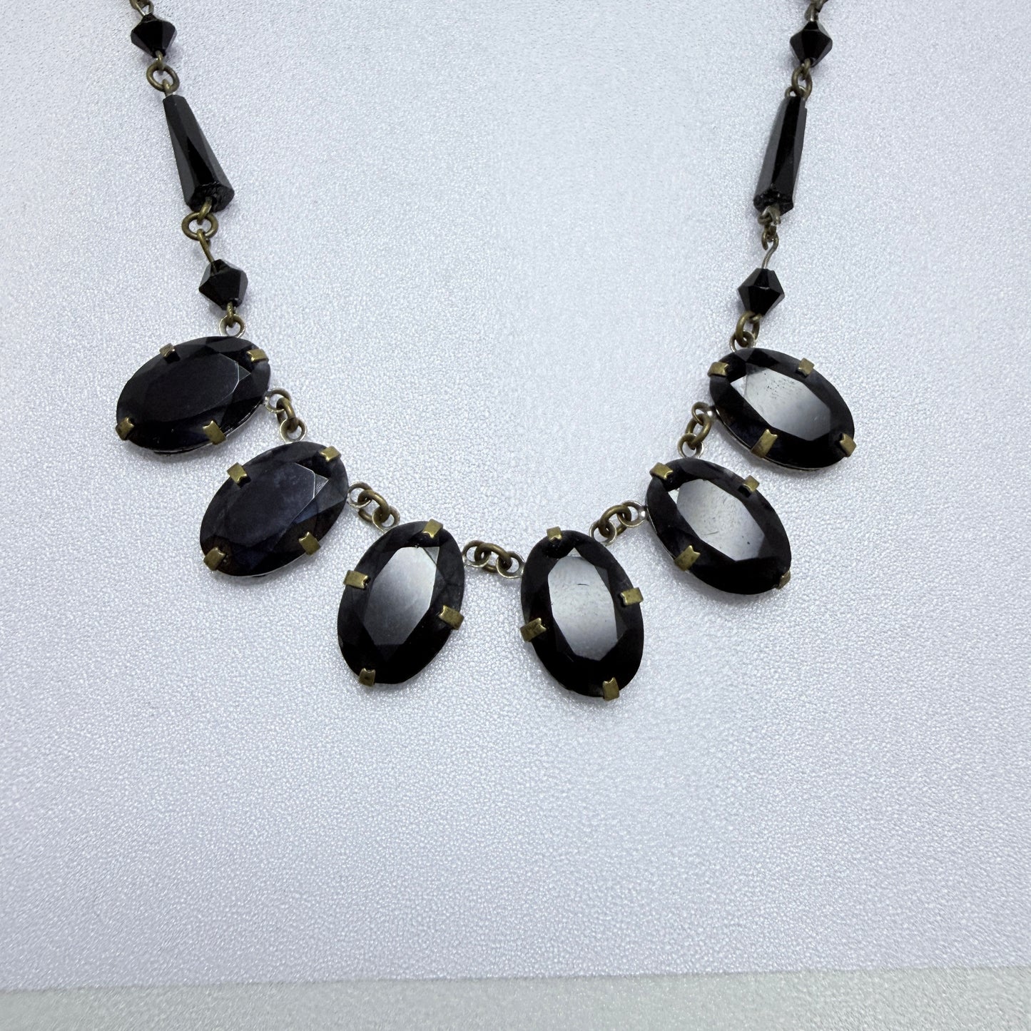 Vintage Art Deco Costume Jewelry Mourning Necklace.