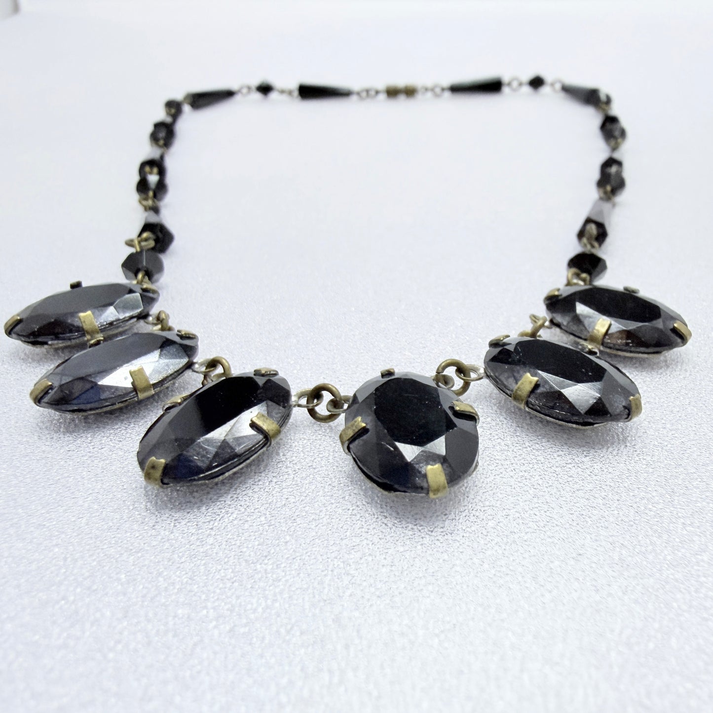 Vintage Art Deco Costume Jewelry Mourning Necklace.