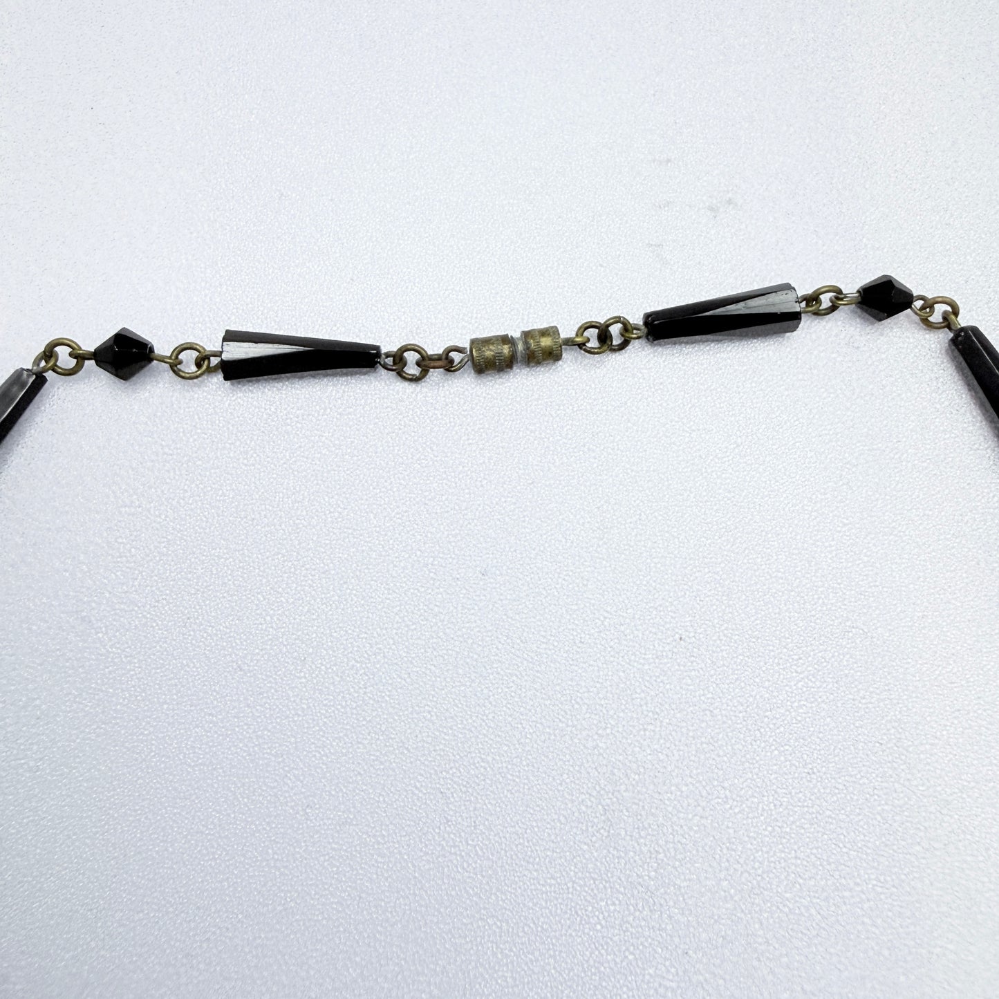 Vintage Art Deco Costume Jewelry Mourning Necklace.