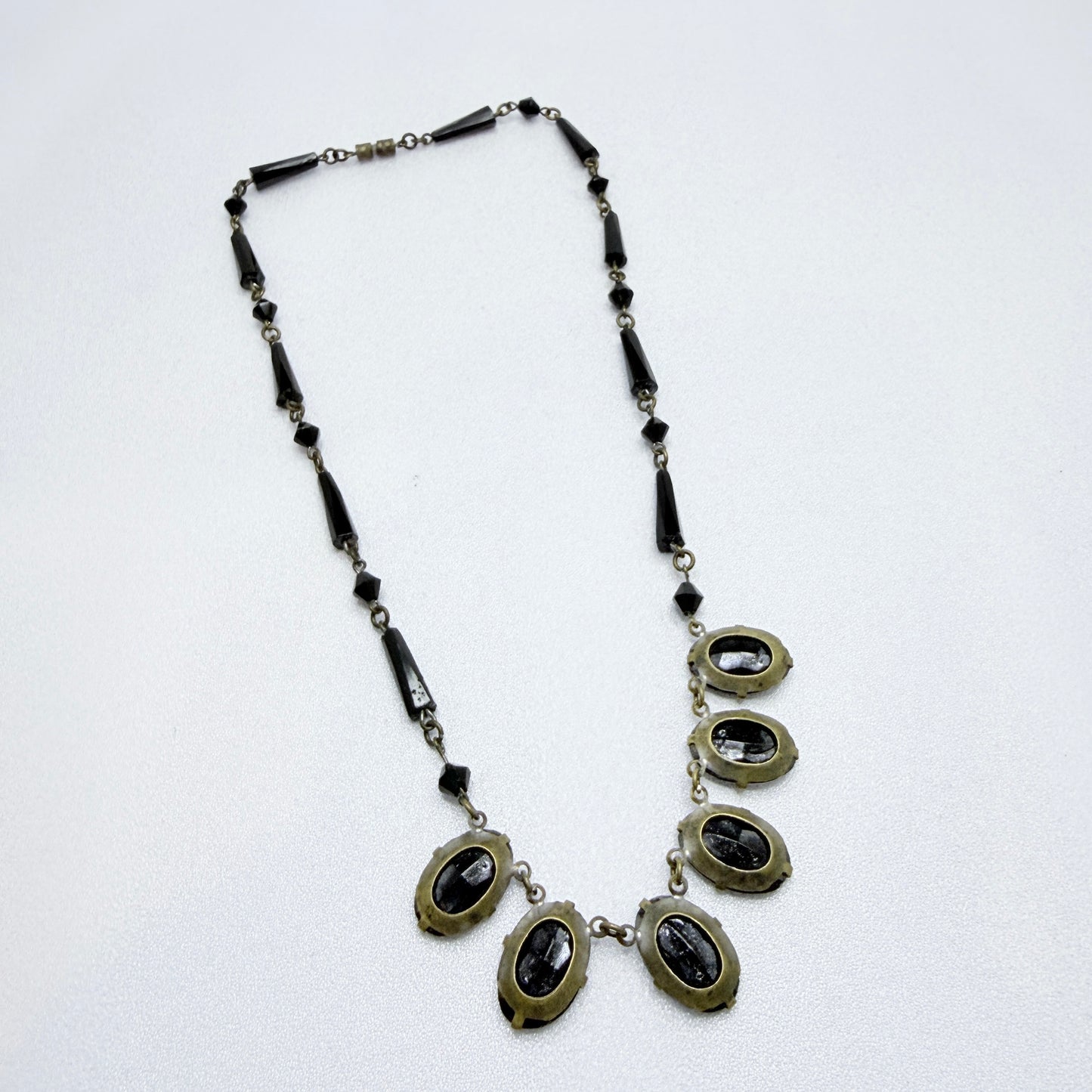 Vintage Art Deco Costume Jewelry Mourning Necklace.