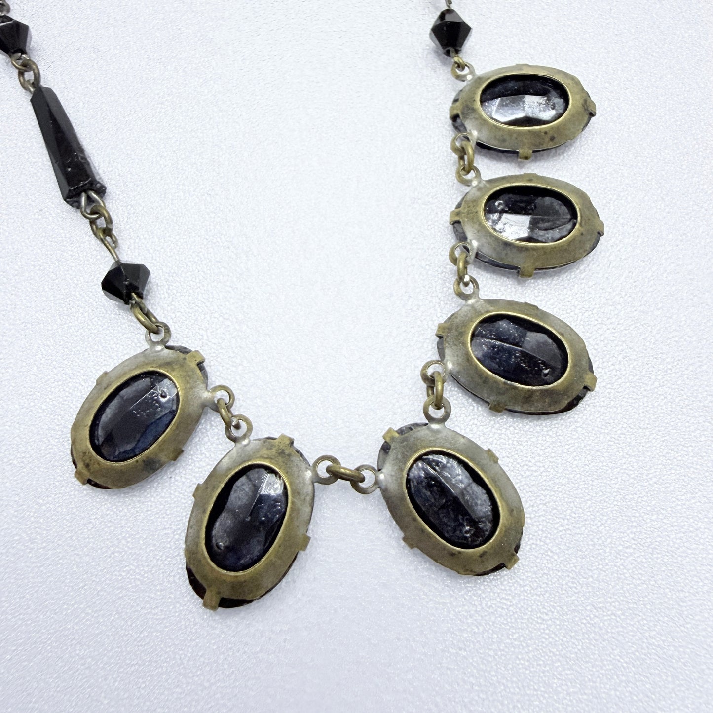 Vintage Art Deco Costume Jewelry Mourning Necklace.