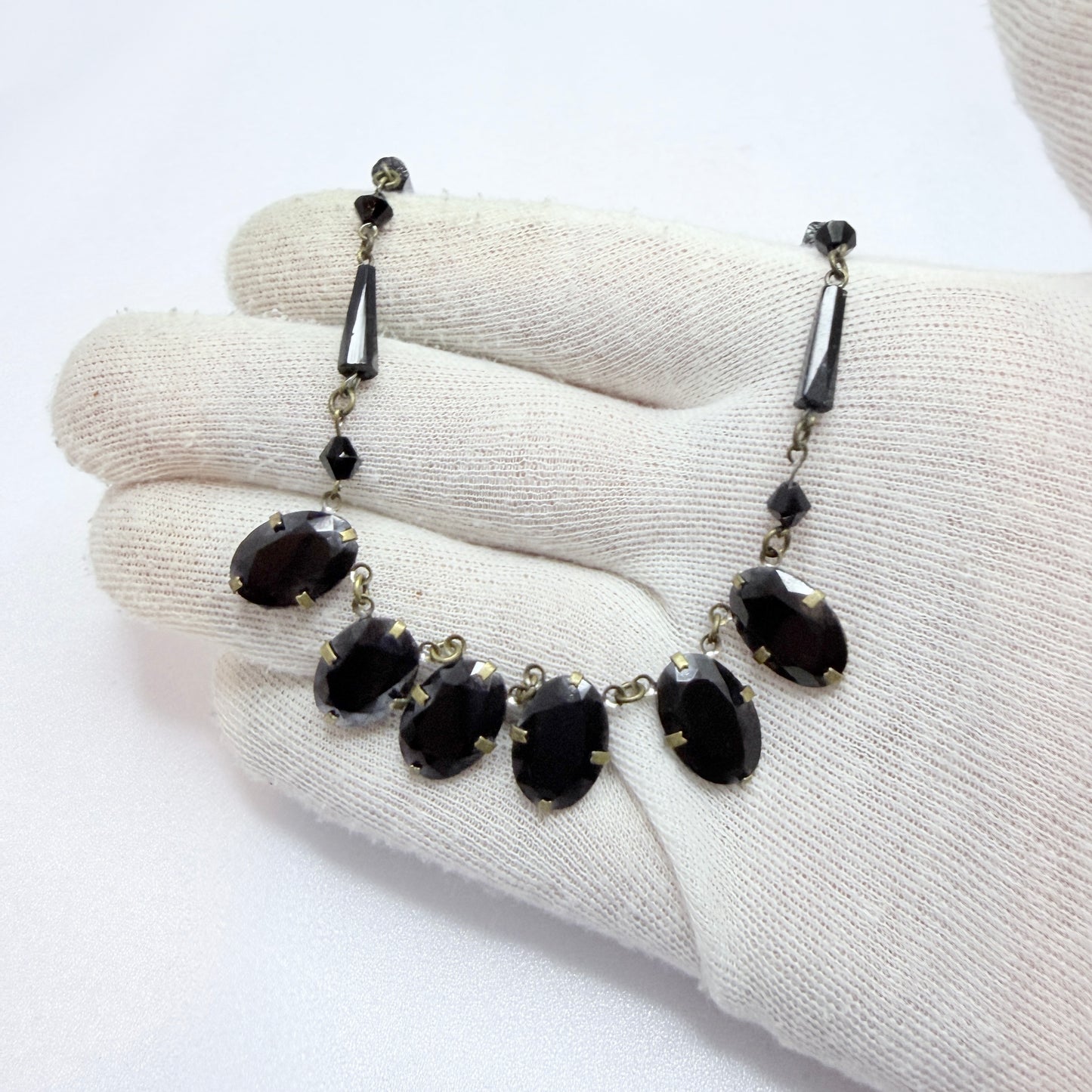 Vintage Art Deco Costume Jewelry Mourning Necklace.