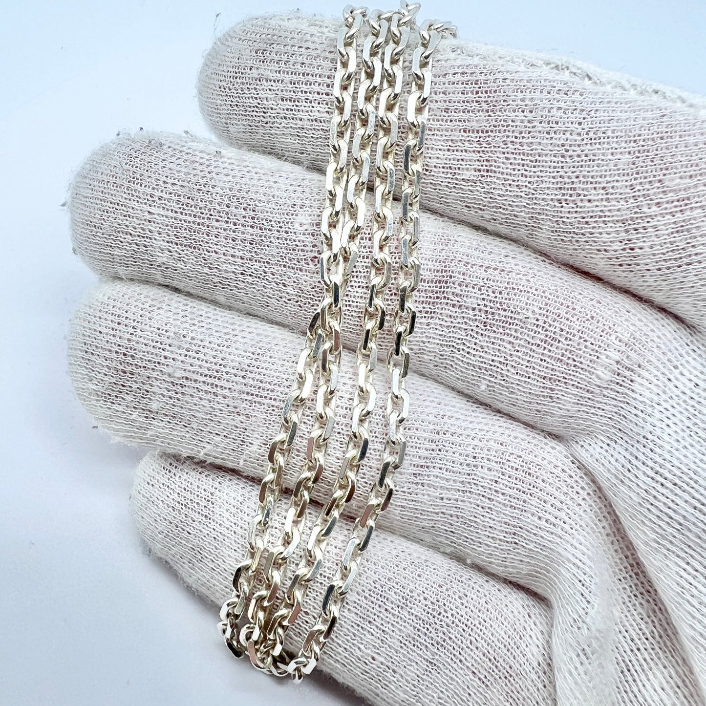 Vintage c 1970s. Solid 835 Silver 27inch Chain Necklace.