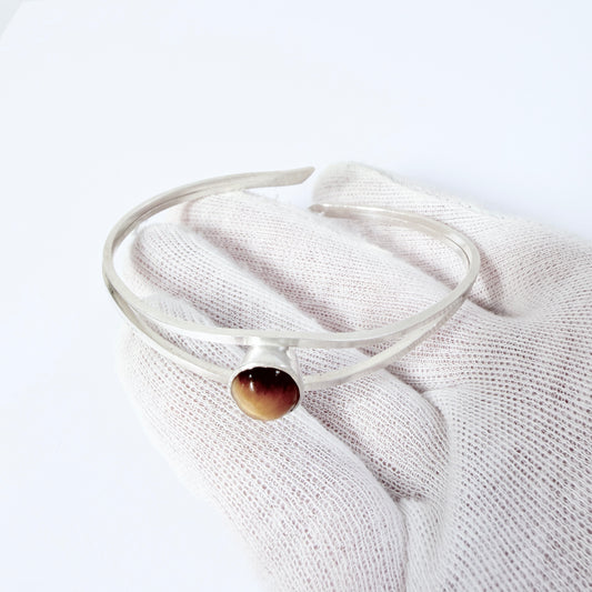Martin Öhman, Sweden 1966. Vintage Sterling Silver Tiger's Eye Arm Bracelet.