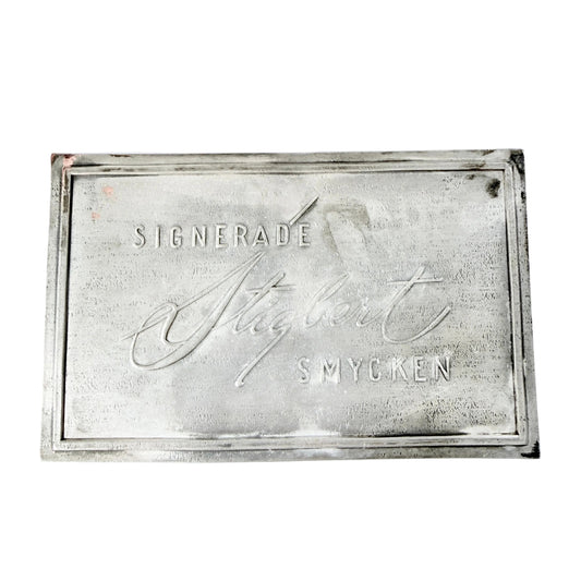 Ateljé Stigbert, Sweden ca 1950. Vintage Metal Jewelry Shop Display Sign.