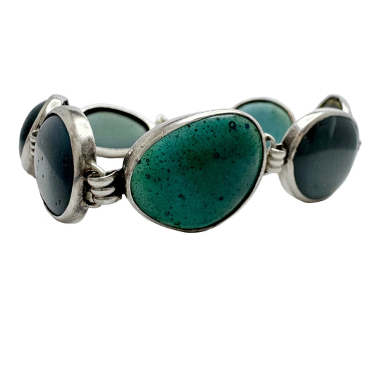 Victor Janson, Sweden 1962. Vintage Solid Silver Bergslagen-stone Bracelet.