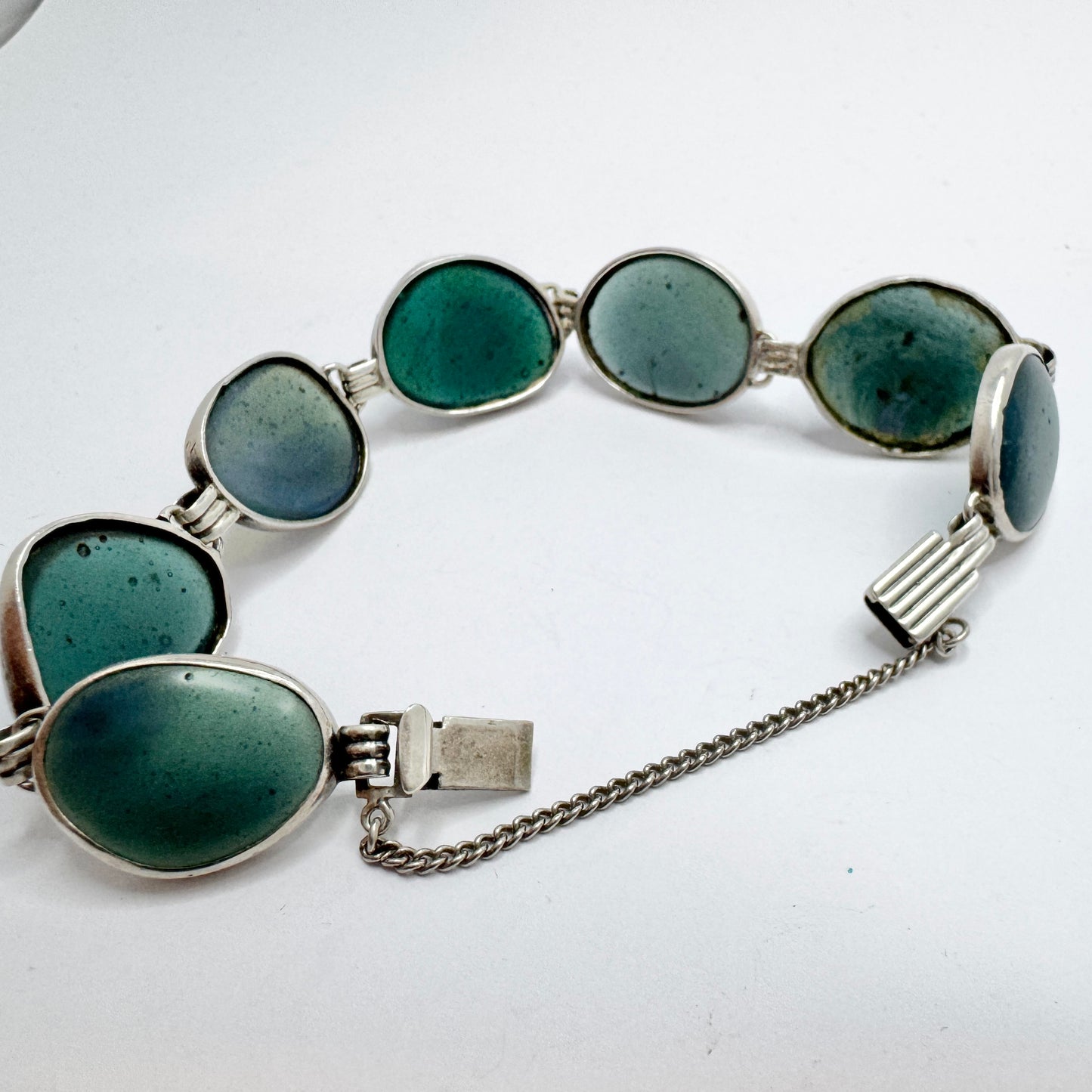 Victor Janson, Sweden 1962. Vintage Solid Silver Bergslagen-stone Bracelet.