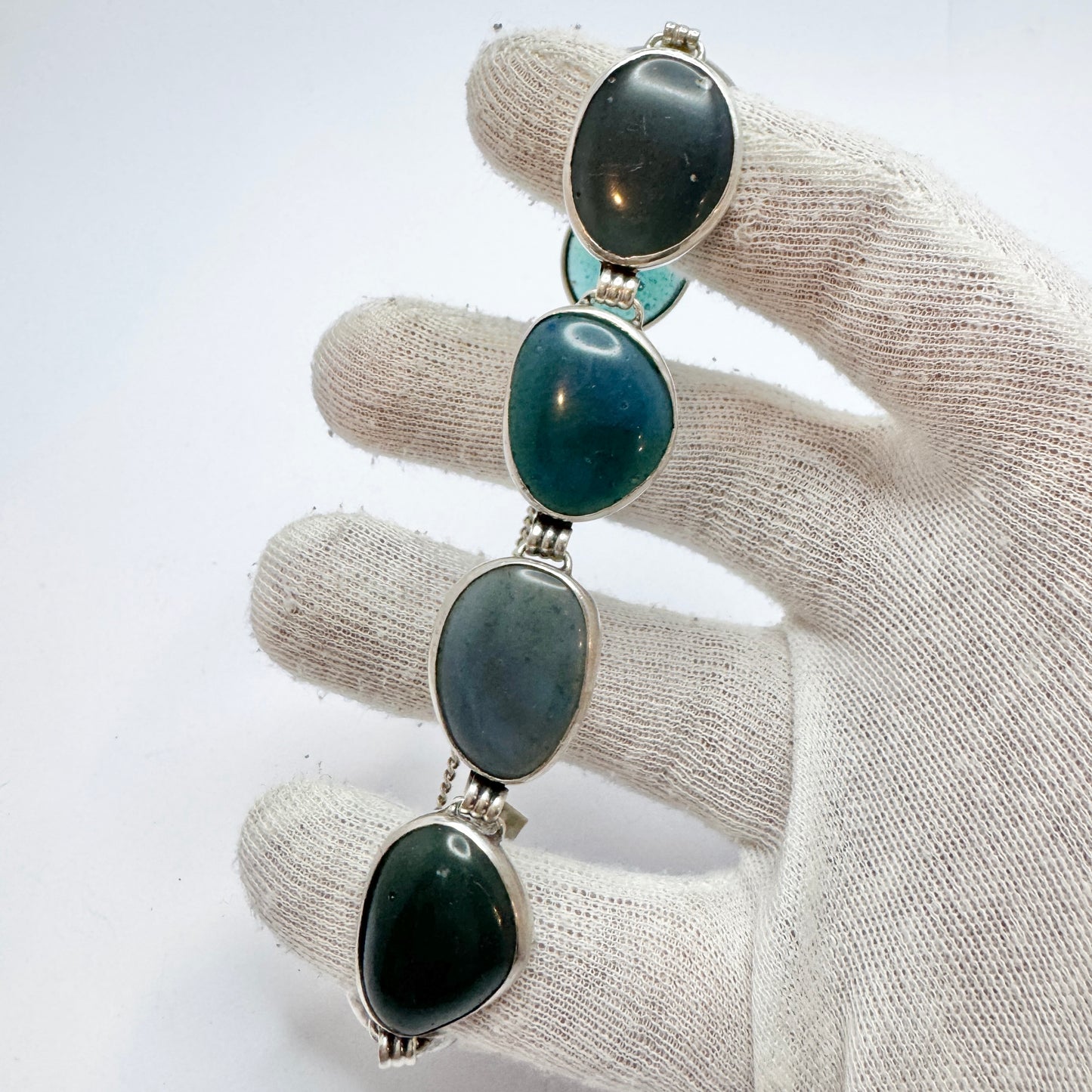 Victor Janson, Sweden 1962. Vintage Solid Silver Bergslagen-stone Bracelet.