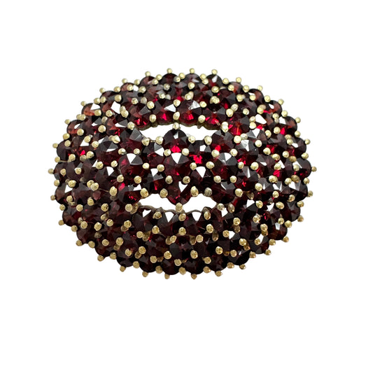 Czechoslovakia Vintage 900 Silver Bohemian Garnet Cluster Brooch.