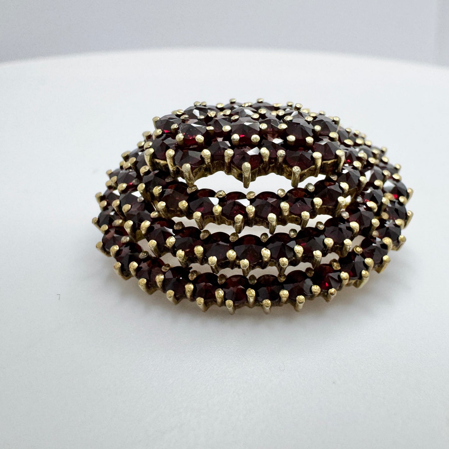 Czechoslovakia Vintage 900 Silver Bohemian Garnet Cluster Brooch.