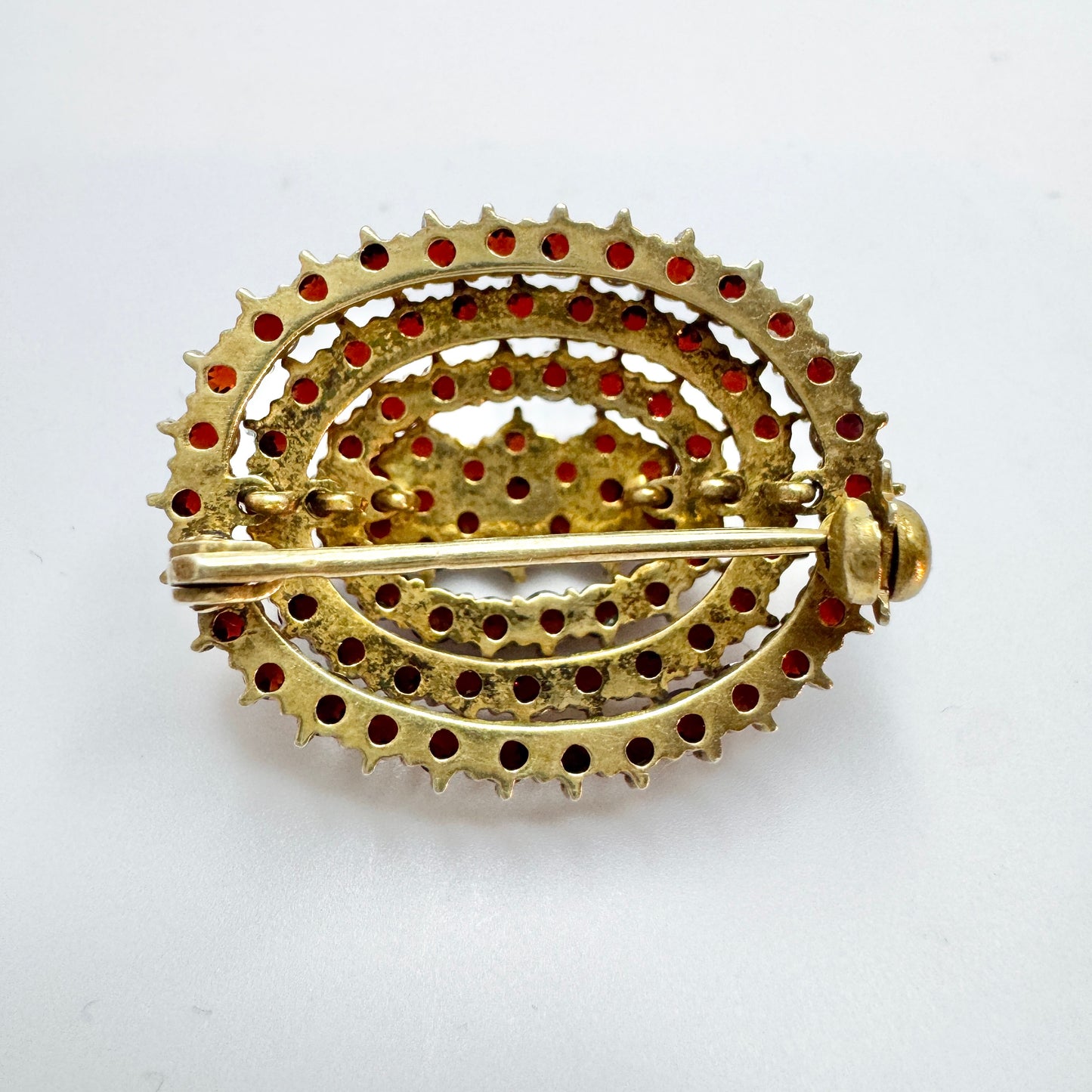 Czechoslovakia Vintage 900 Silver Bohemian Garnet Cluster Brooch.