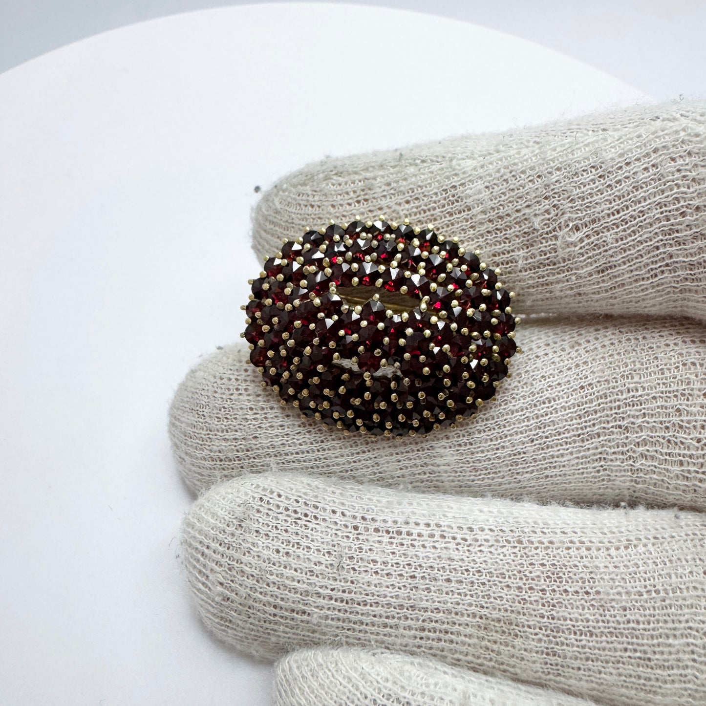 Czechoslovakia Vintage 900 Silver Bohemian Garnet Cluster Brooch.