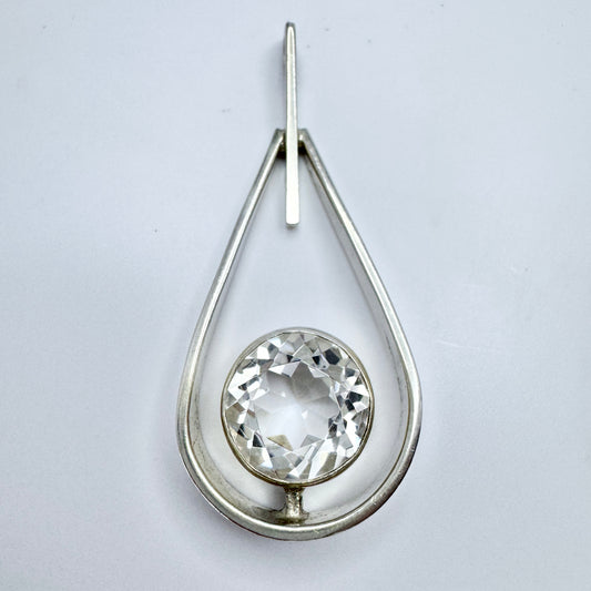 Victor Janson, Sweden 1968. Vintage Sterling Silver Rock Crystal Pendant.