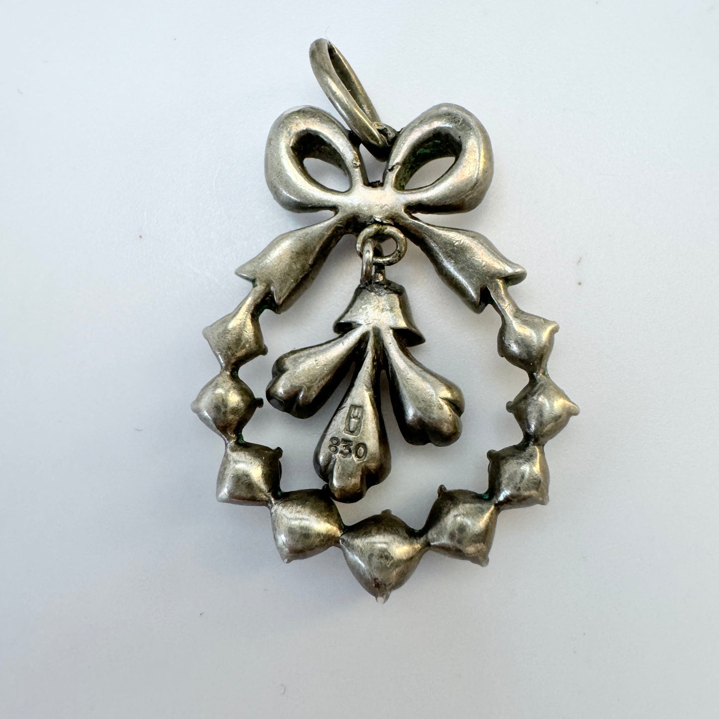 Bremer Silberwarenfabrik, Germany c 1920-30s. Solid 830 Silver Paste Stone Pendant