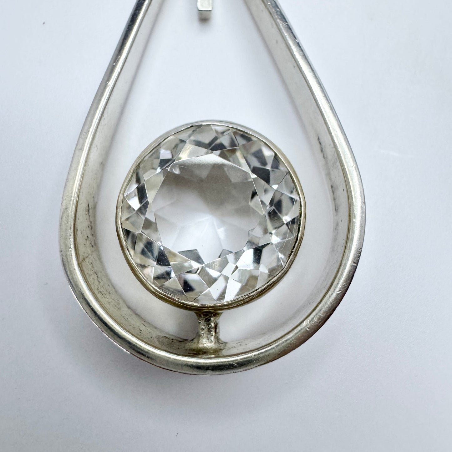 Victor Janson, Sweden 1968. Vintage Sterling Silver Rock Crystal Pendant.