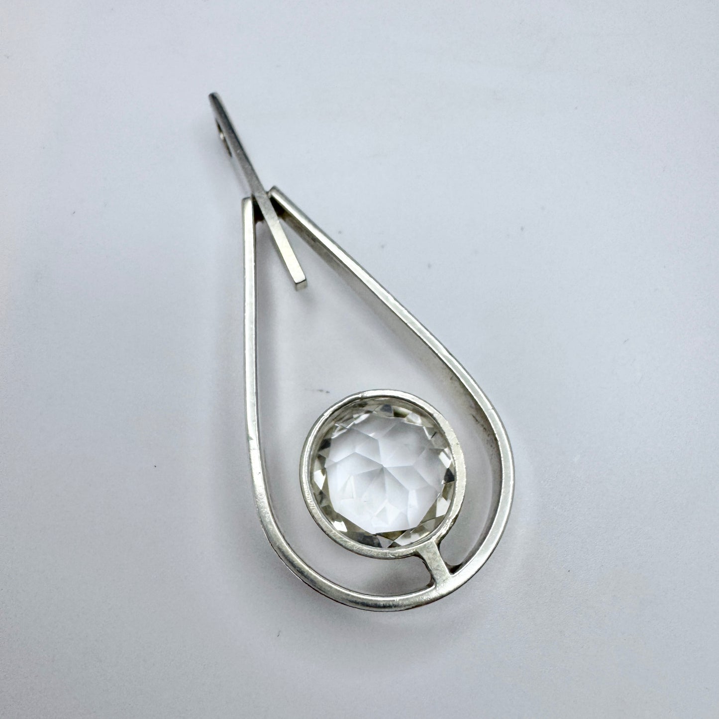 Victor Janson, Sweden 1968. Vintage Sterling Silver Rock Crystal Pendant.