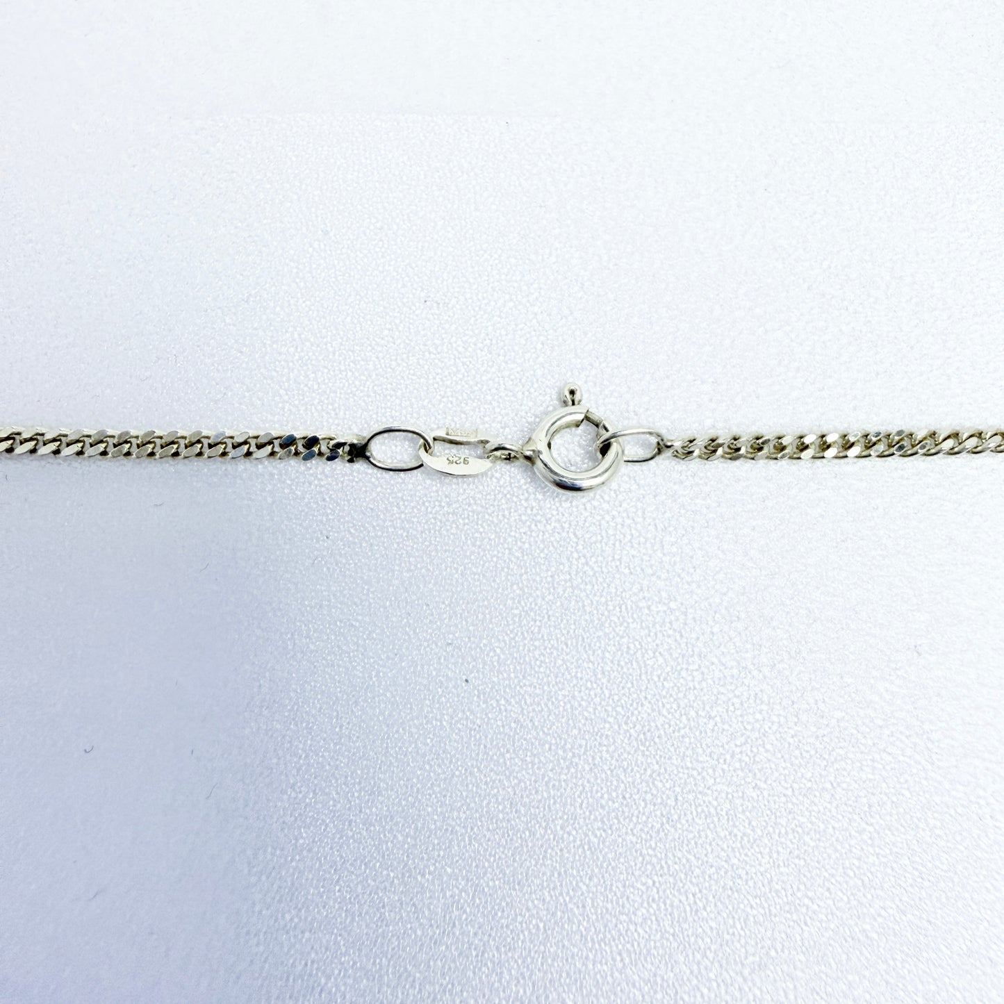 SSÄ, Sweden 1980s. Vintage Sterling Silver Hematite Pendant Long Chain Necklace.