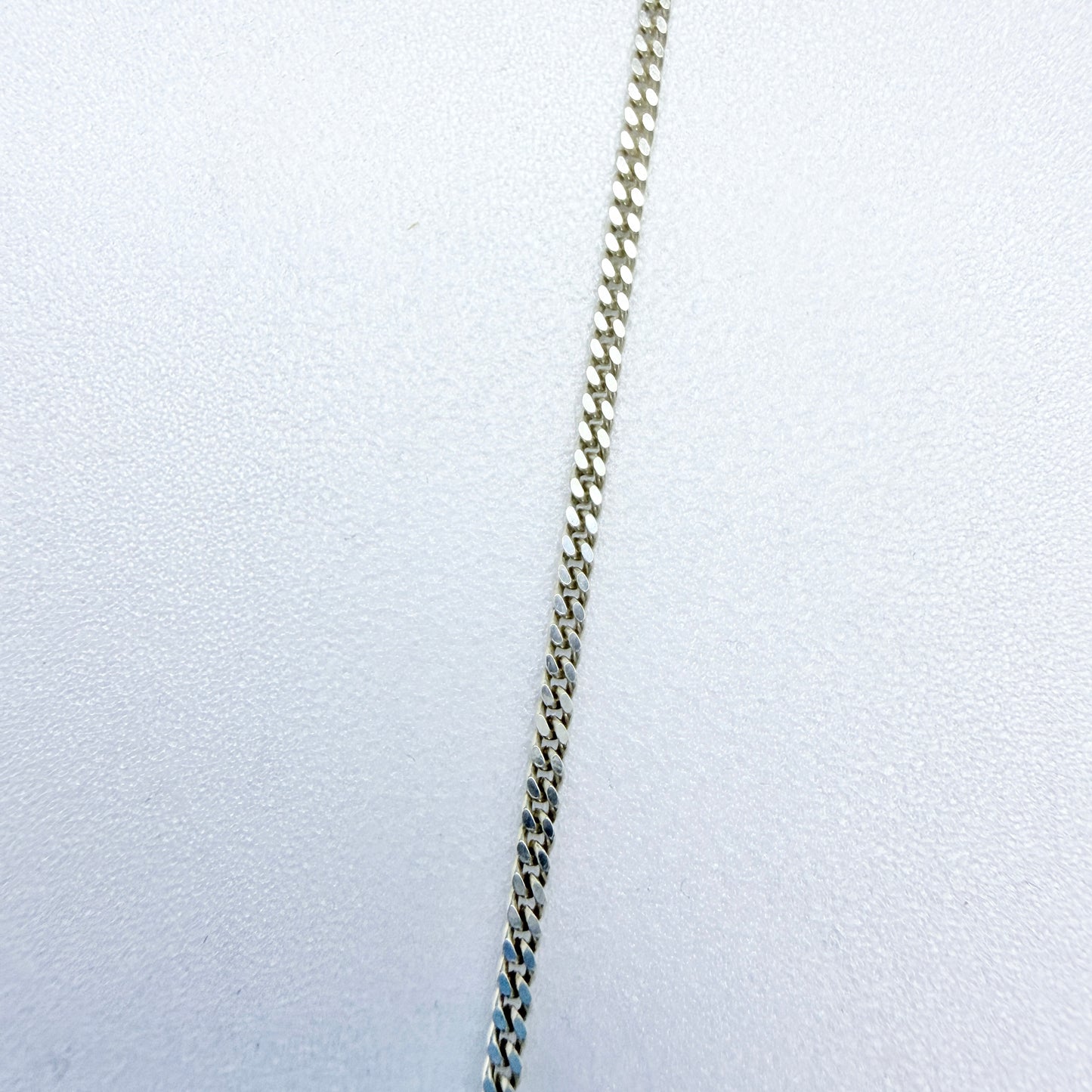 SSÄ, Sweden 1980s. Vintage Sterling Silver Hematite Pendant Long Chain Necklace.