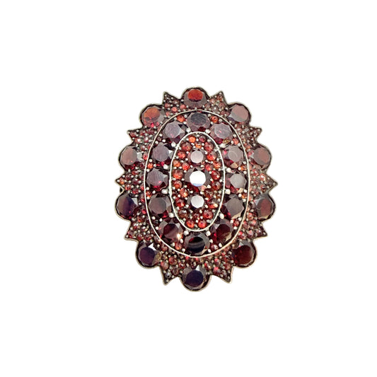 Antique Gilt Silver Bohemian Garnet Locket Brooch (pendant)