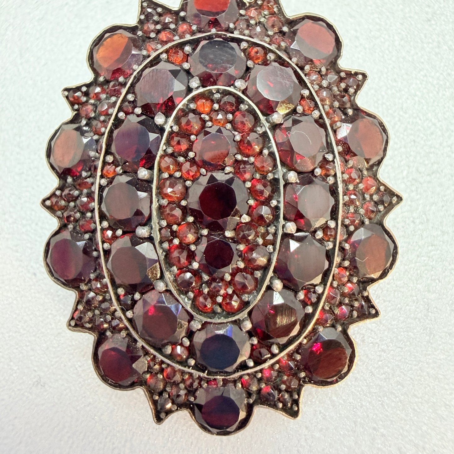 Antique Gilt Silver Bohemian Garnet Locket Brooch (pendant)