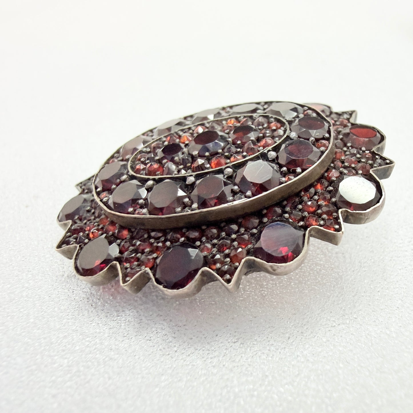 Antique Gilt Silver Bohemian Garnet Locket Brooch (pendant)