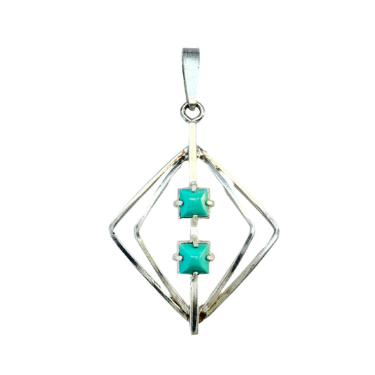 Andreas Daub, Germany c 1970s. Solid Silver Turquoise Pendant.