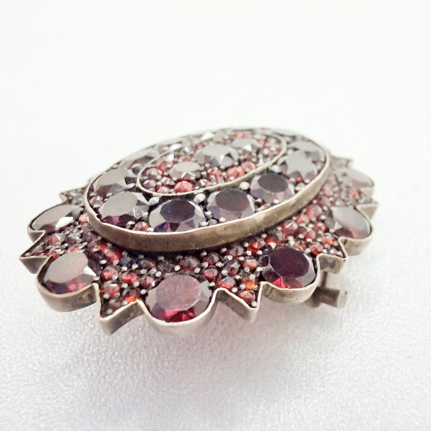 Antique Gilt Silver Bohemian Garnet Locket Brooch (pendant)