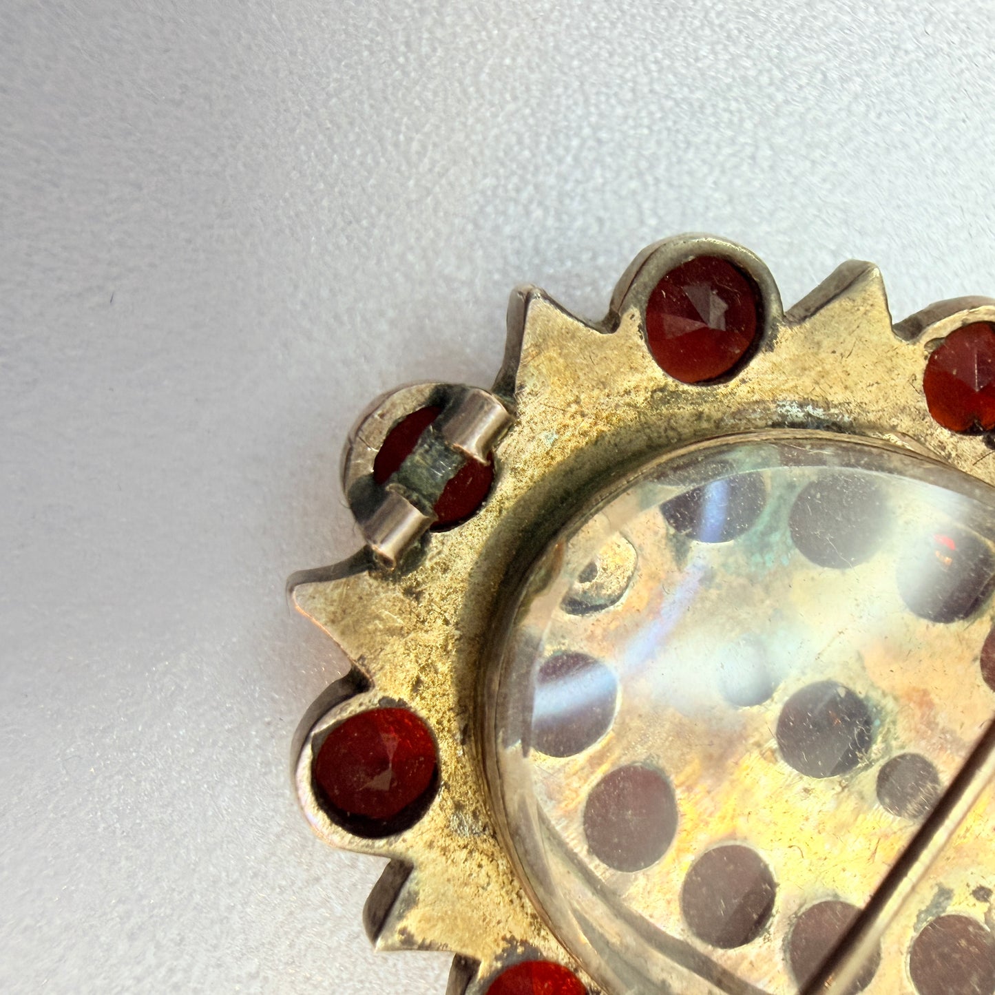 Antique Gilt Silver Bohemian Garnet Locket Brooch (pendant)