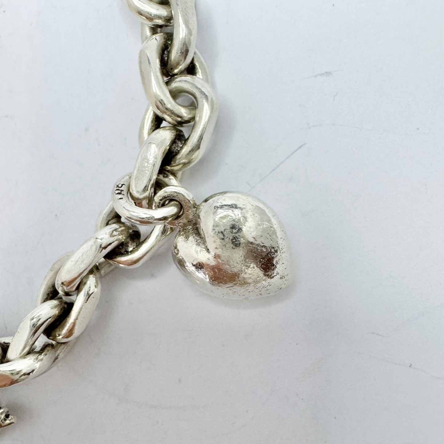 Johs. Torlyk, Denmark 1960s. Chunky Vintage Sterling Silver Charm Bracelet.