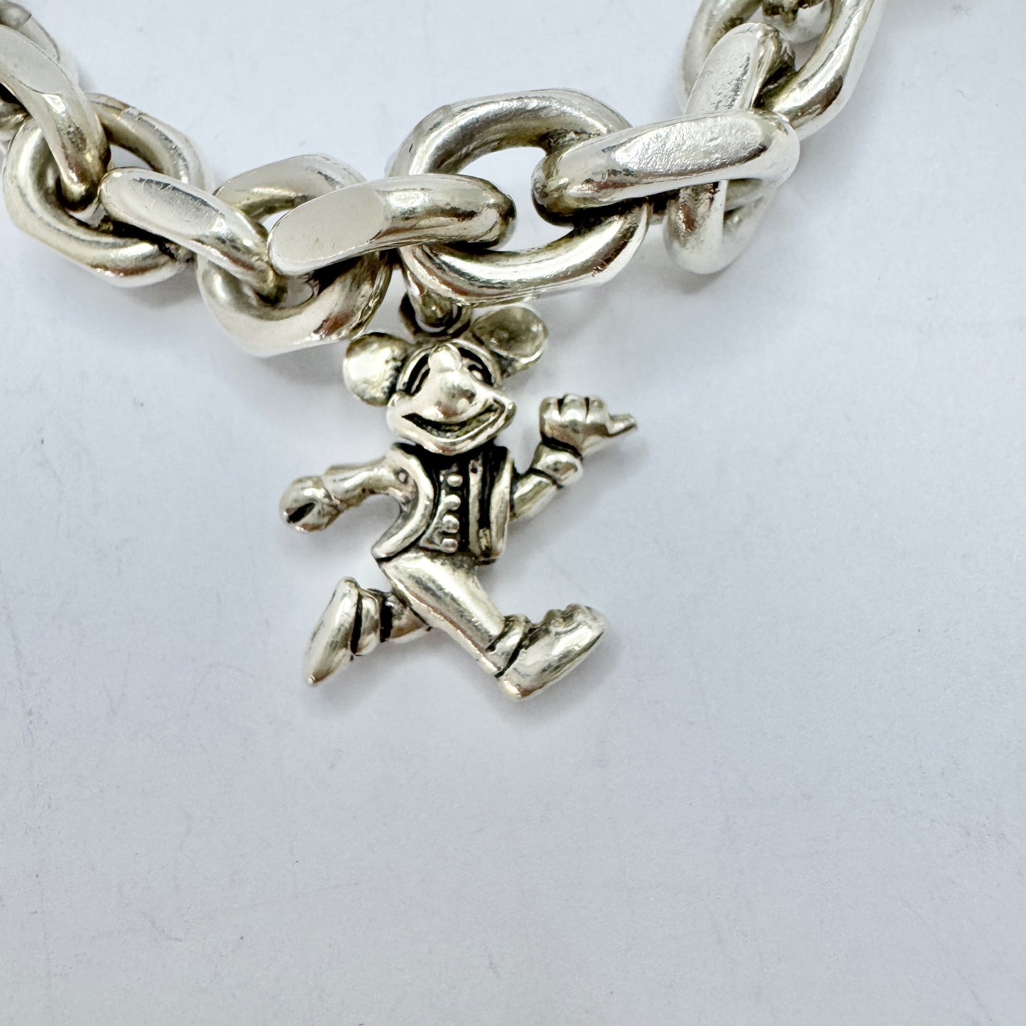 Johs. Torlyk, Denmark 1960s. Chunky Vintage Sterling Silver Charm Bracelet.