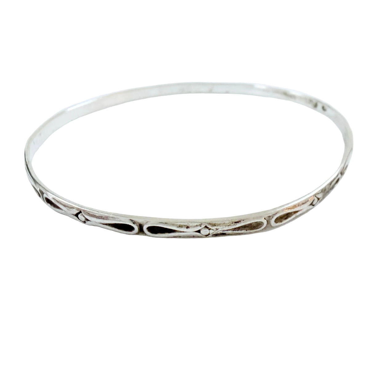Warzaw, Poland 1960-70s. Vintage Solid Silver Bangle Bracelet.