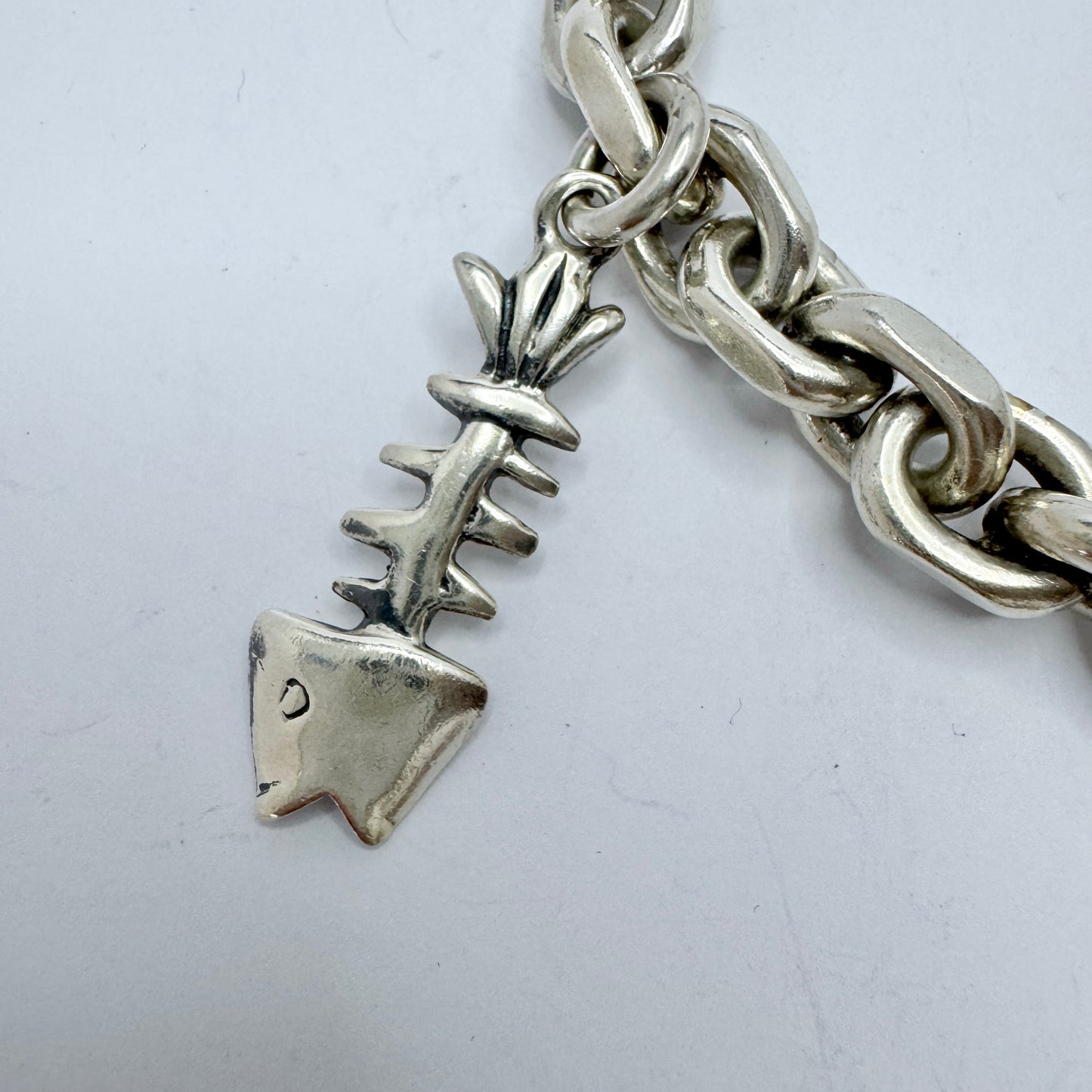 Johs. Torlyk, Denmark 1960s. Chunky Vintage Sterling Silver Charm Bracelet.