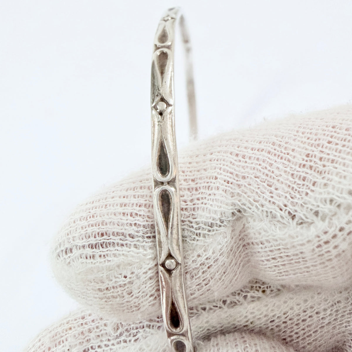 Warzaw, Poland 1960-70s. Vintage Solid Silver Bangle Bracelet.