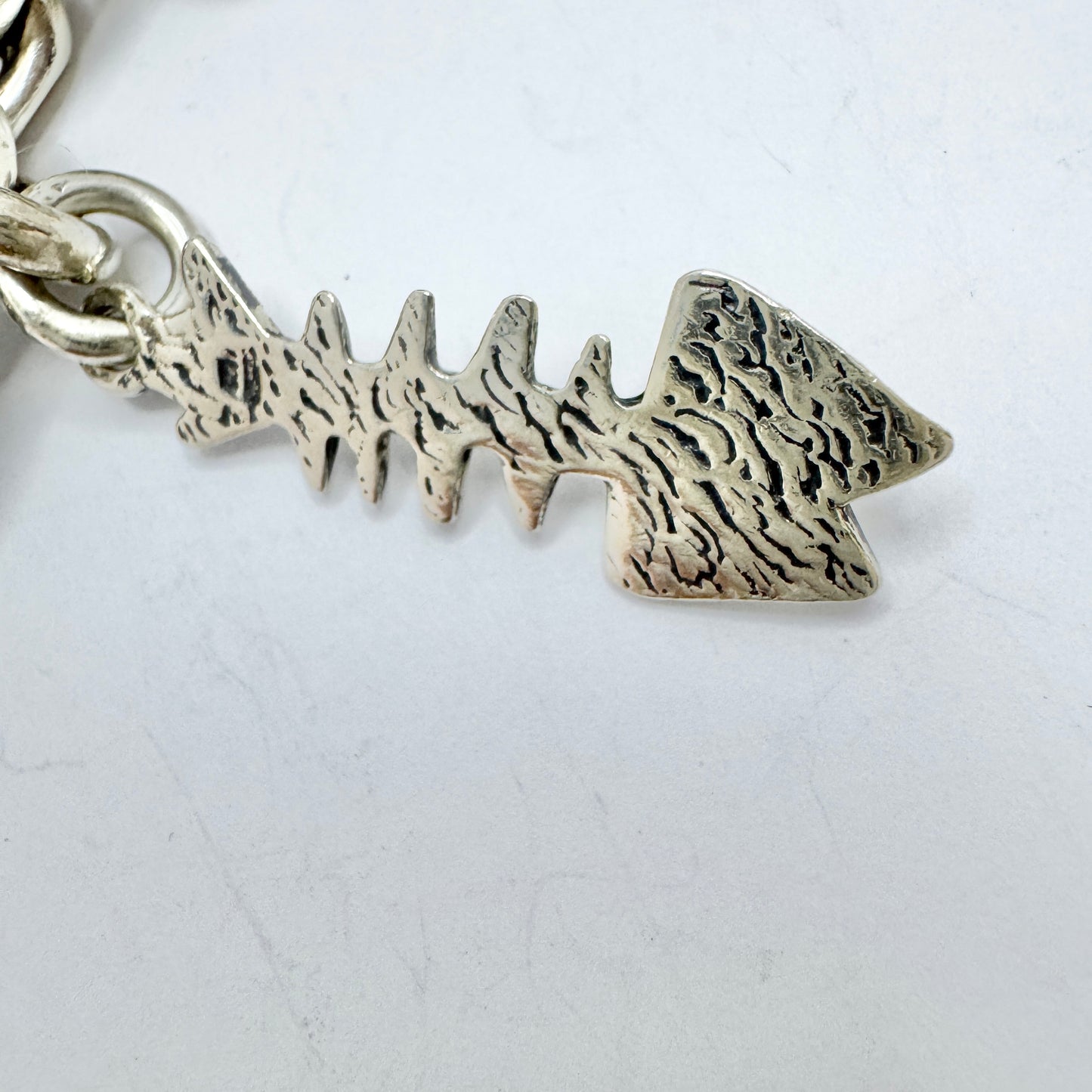 Johs. Torlyk, Denmark 1960s. Chunky Vintage Sterling Silver Charm Bracelet.