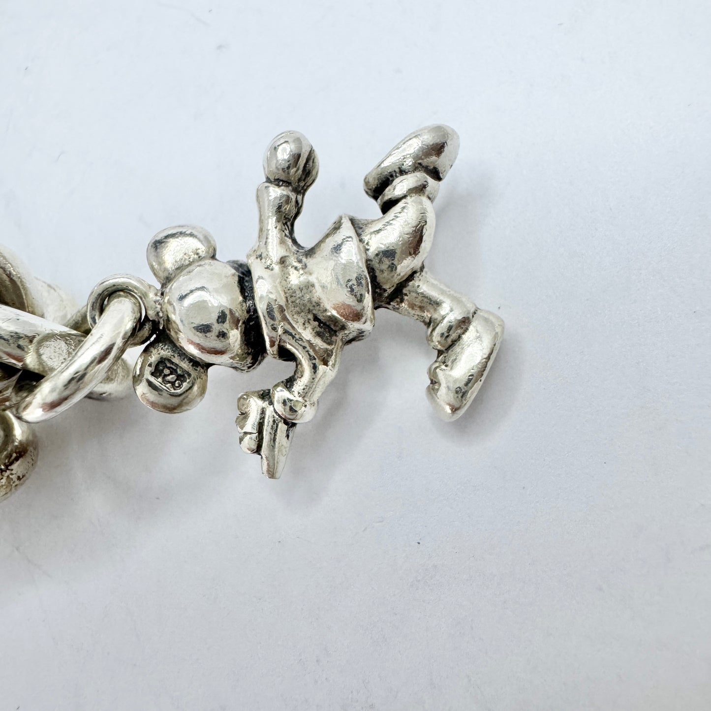 Johs. Torlyk, Denmark 1960s. Chunky Vintage Sterling Silver Charm Bracelet.