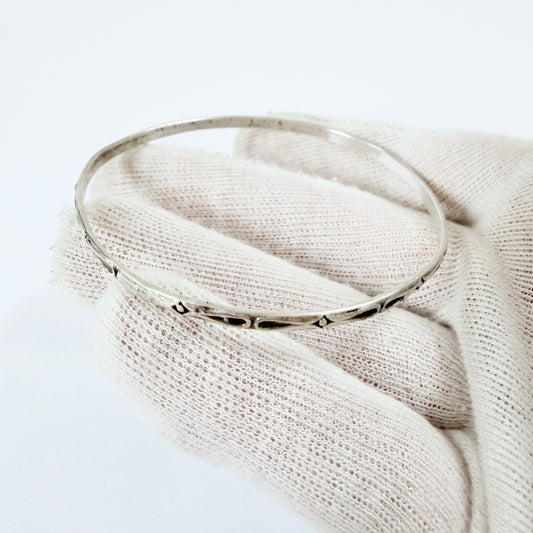 Warzaw, Poland 1960-70s. Vintage Solid Silver Bangle Bracelet.
