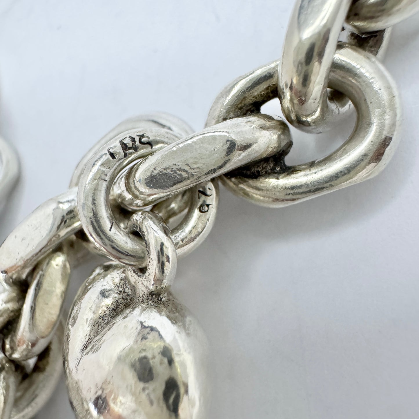 Johs. Torlyk, Denmark 1960s. Chunky Vintage Sterling Silver Charm Bracelet.