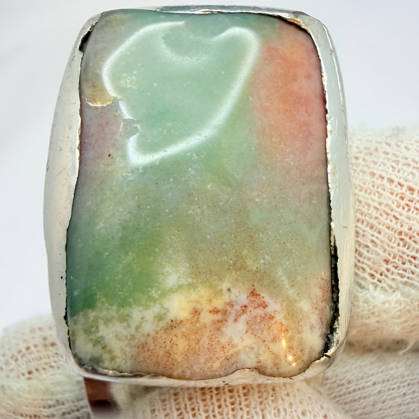 AD Design, Denmark 1970s. Bold Brutalist Silver-plated Hardstone Cuff Bracelet.