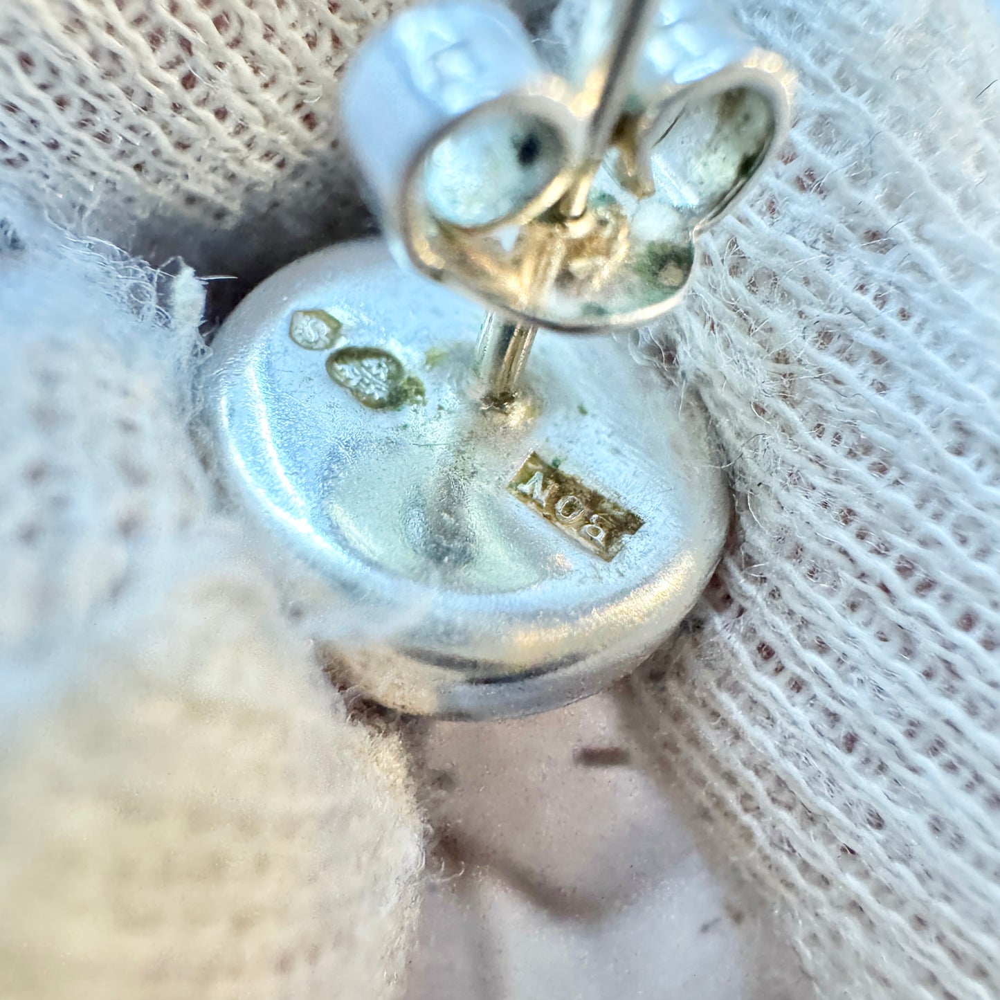 Nordström, Sweden c 1960s. Vintage Sterling Silver Bergslagen-stone Stud Earrings.