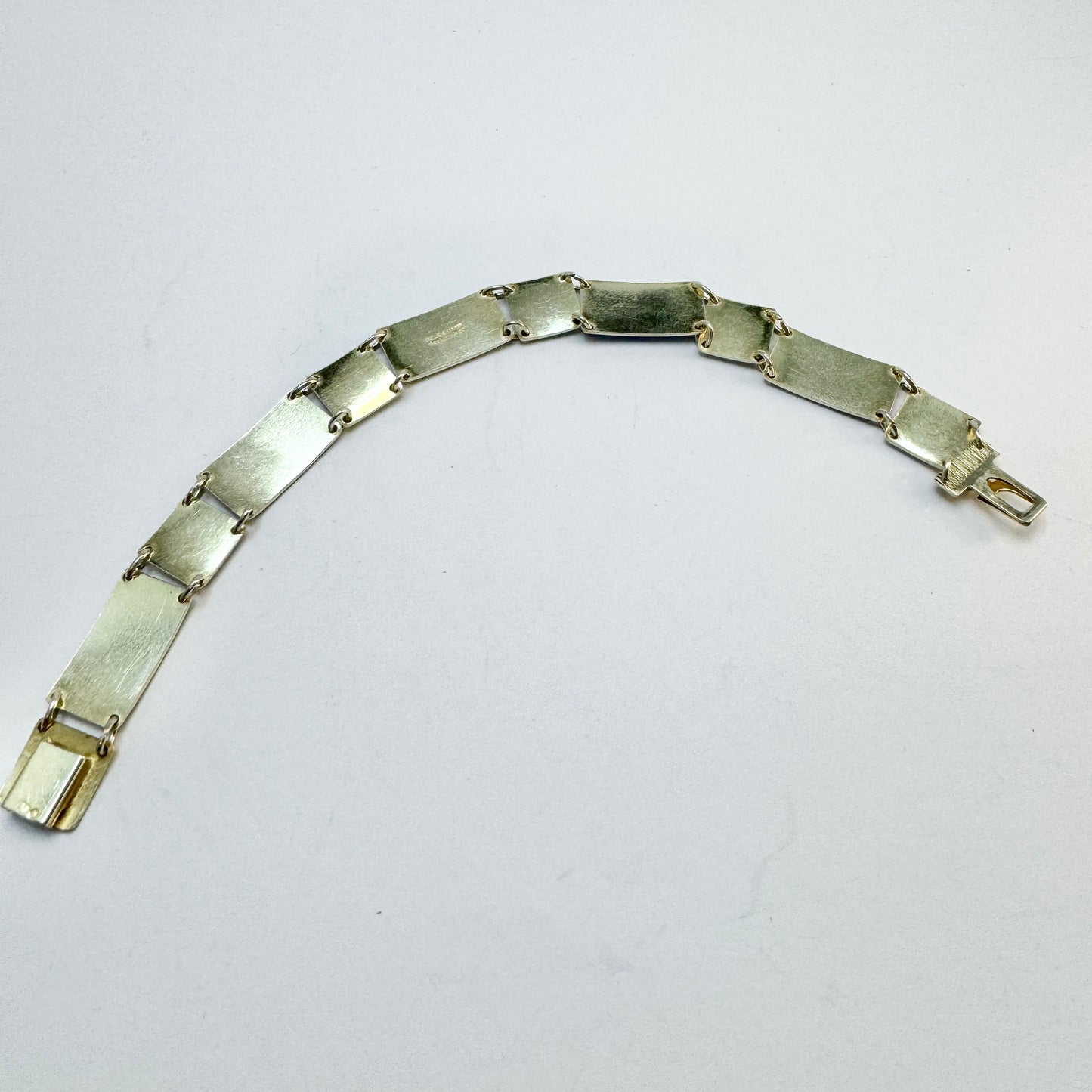 David-Andersen, Norway. Vintage Sterling Silver Blue and White Enamel Link Bracelet.