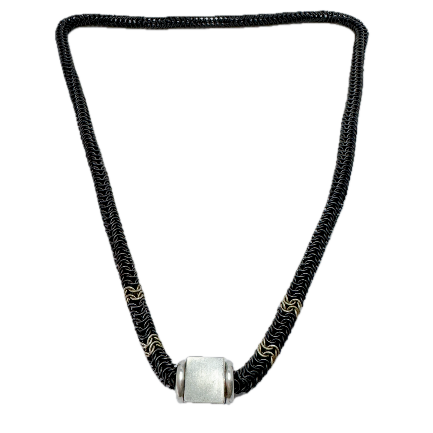 Gunilla Lantz for Nutida Silver, Sweden. Vintage Silver Iron Long Necklace.