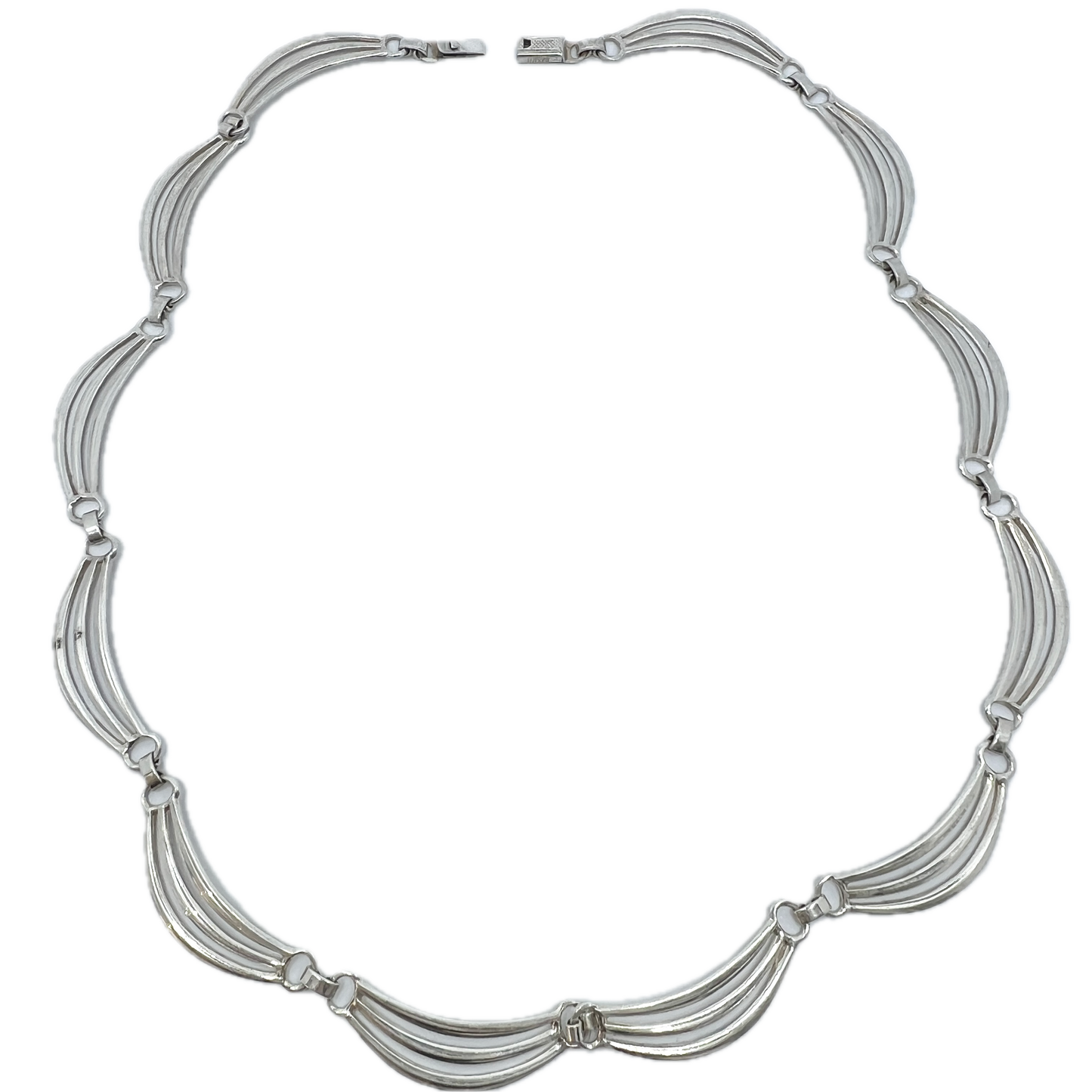 Maker KH Vintage 1950-60s Solid Silver Necklace.