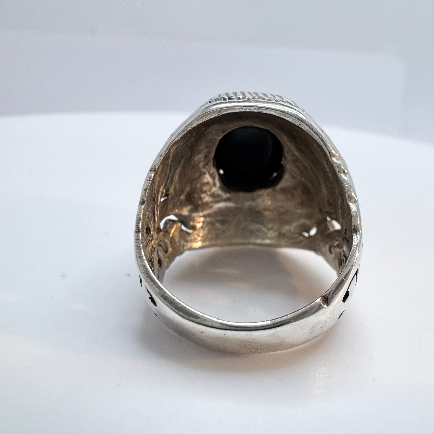 Vintage Middle Eastern Sterling Silver Opal Triplet Ring.