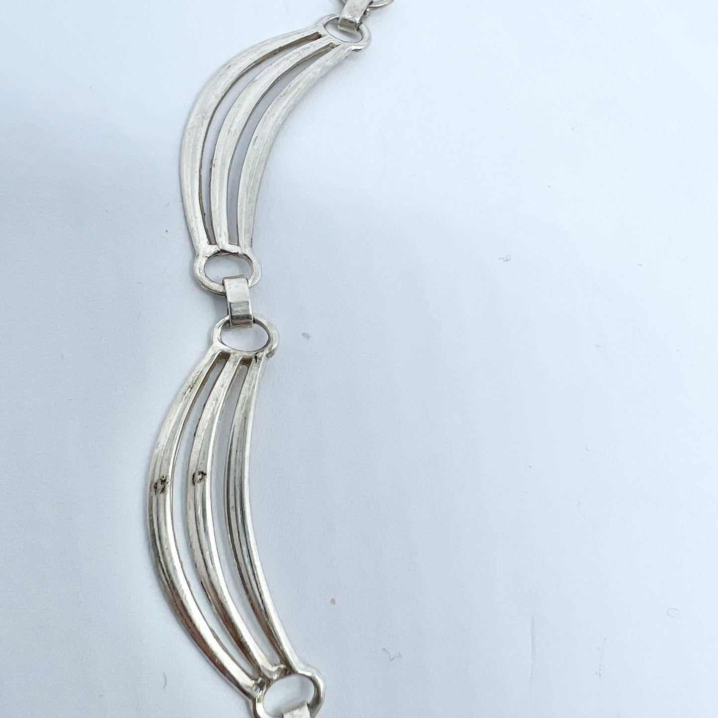 Maker KH Vintage 1950-60s Solid Silver Necklace.