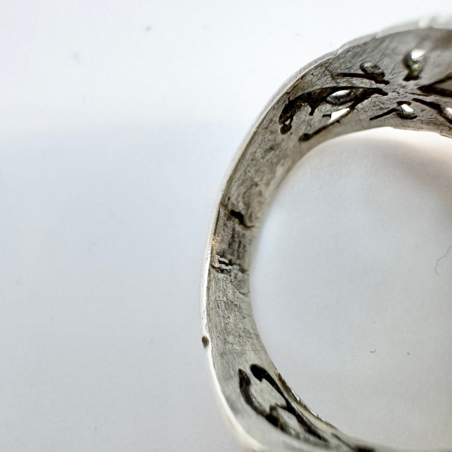 Vintage Middle Eastern Sterling Silver Opal Triplet Ring.