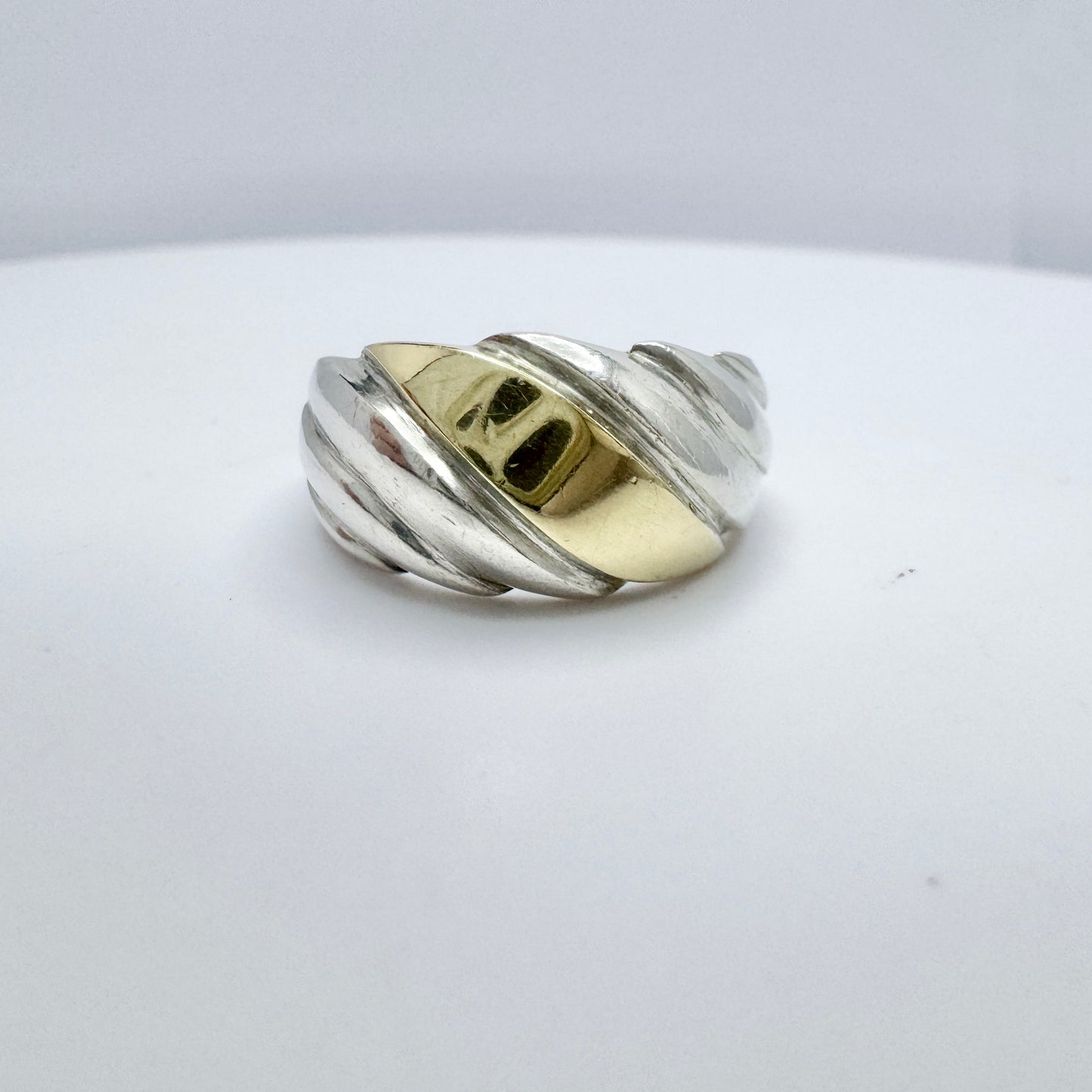 Vintage 1980s Sterling Silver 14k Gold Ring.