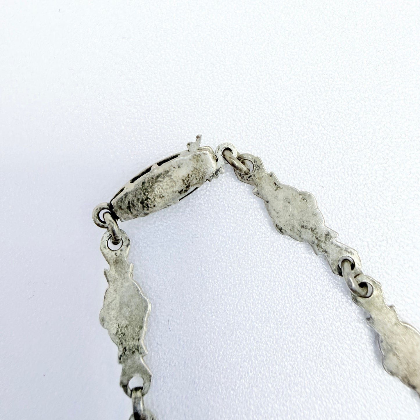 Vintage Art Deco Solid Silver Onyx Marcasite Necklace.