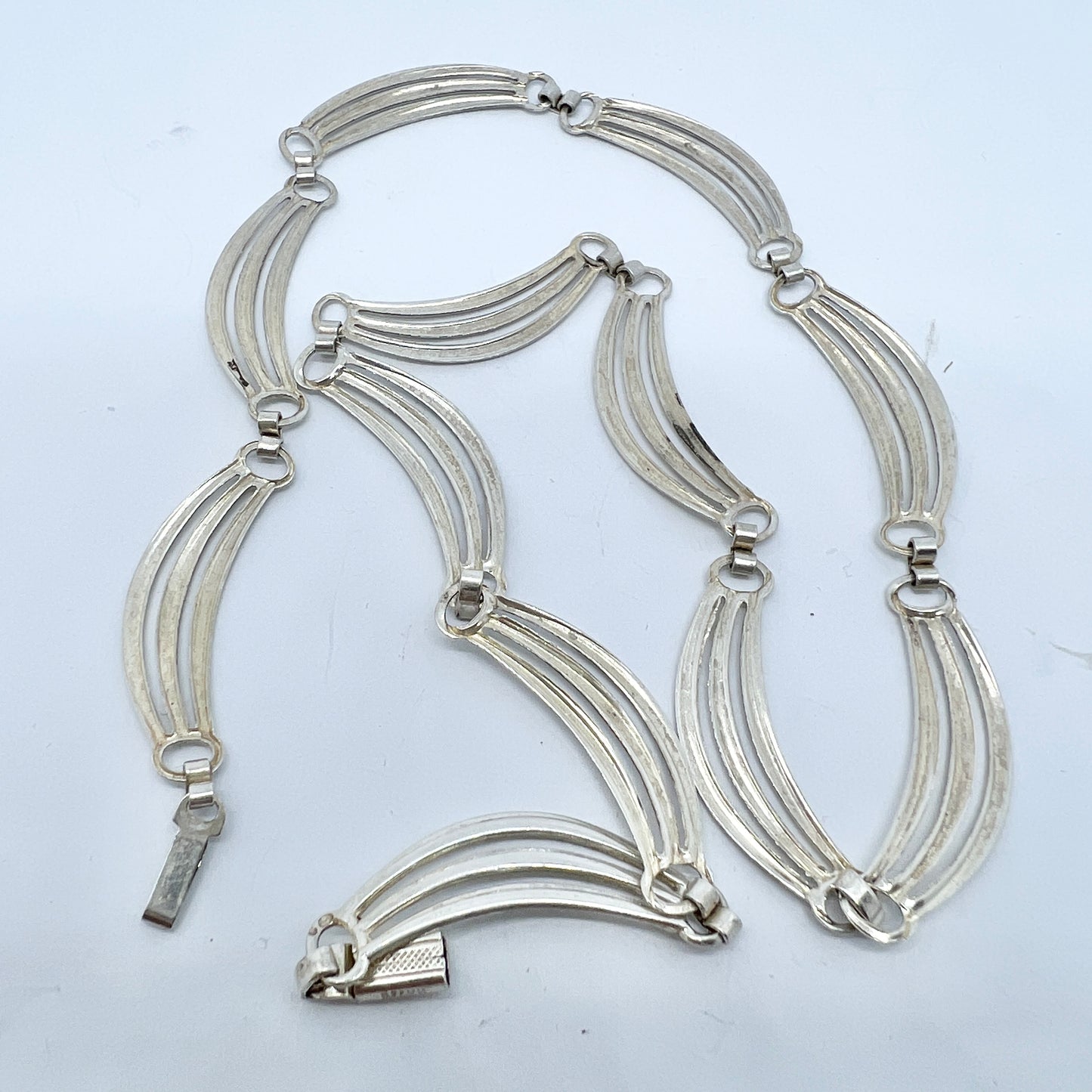 Maker KH Vintage 1950-60s Solid Silver Necklace.