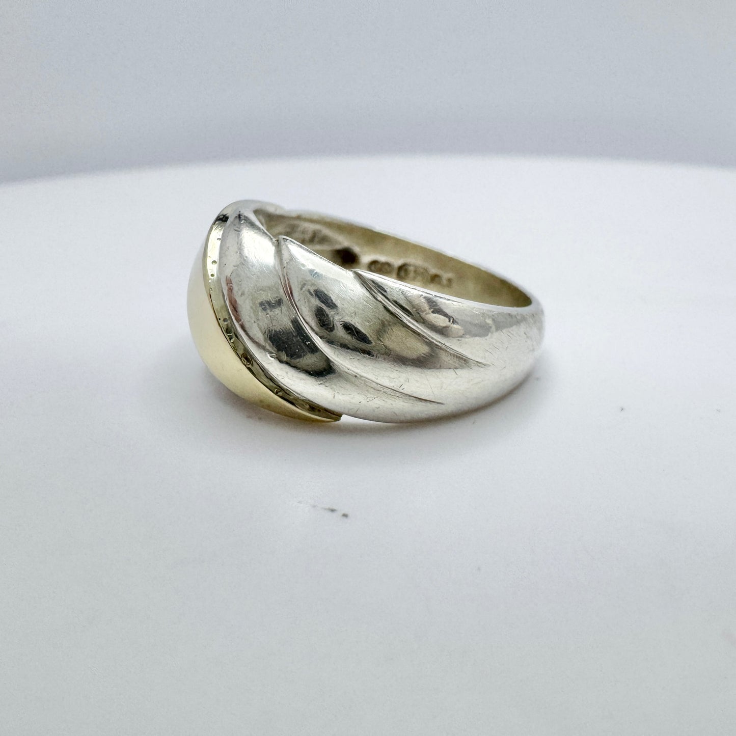 Vintage 1980s Sterling Silver 14k Gold Ring.