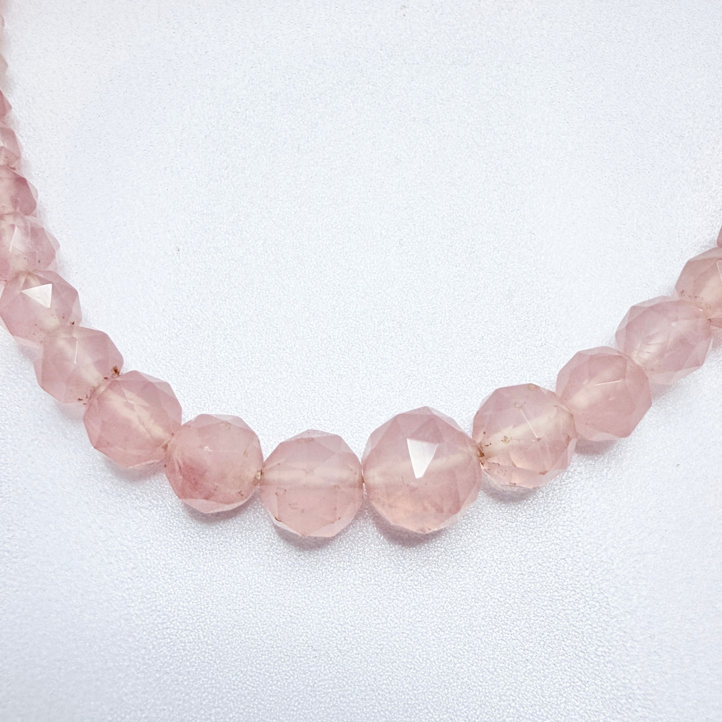 Vintage c 1930s. Solid Silver Rose Quartz Necklace.